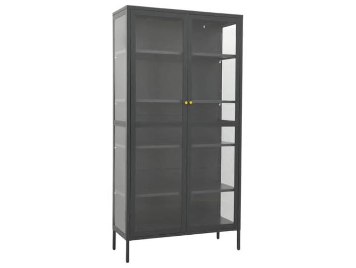Heofavd Vitrine Anthrazit 90x40x180 cm Glasschrank aus Stahl