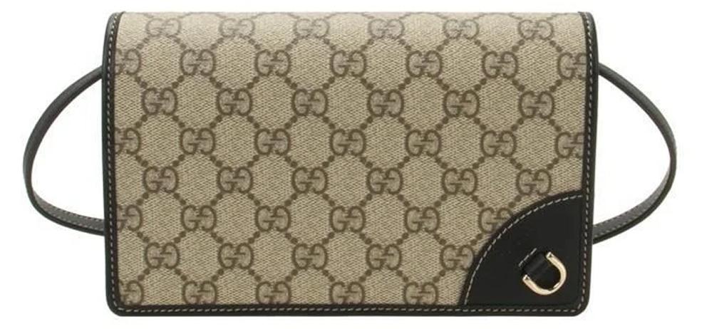 Gucci Schultertasche Damen GG Emblem Super Mini Schultertasche Beige/Dunkelbraun 820688-FAD6L-9741