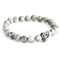 Pewter Skull / Grey Agate - Gemstone Bracelet