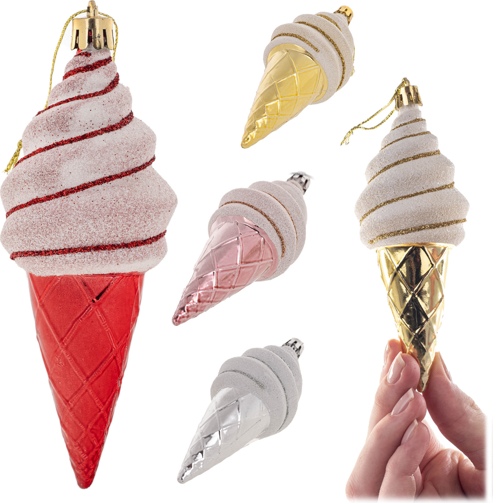 KADAX kerstballen met ijsdessertmotief, set van 4