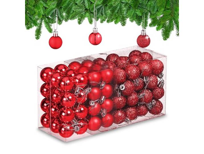 Relaxdays Boule de Noël\, en lot Pratique de 96\, pour décorer Votre Sapin comme il se Doit\, Plastique\, Rouge