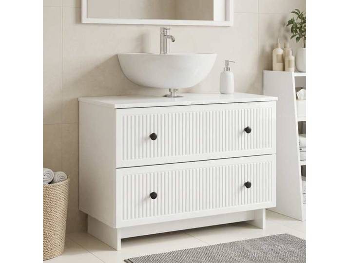 ELORAN®Meuble sous Lavabo de Salle de Bain - EDE - Blanc brillant - Cabinet de salle de bain Moderne_00353361