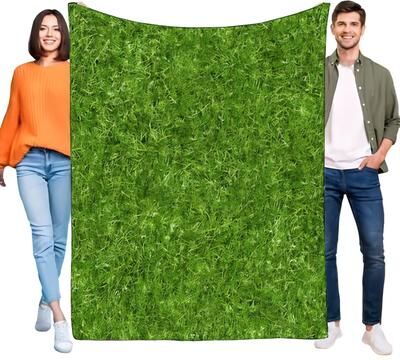 Shop Station Realistic Grass Blanket Soft Flannel Fleece Throw For Bed, Sofa & Couch Nature Print Cozy Blanket 39.37 59.06 In