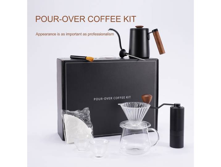 Verser Over Coffee Maker Set, Coffee Gift Box Set, Grinder Hand Pot, Glass Drip Filter, Household Gift, Coffeeware