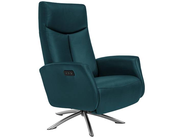 Welnova Relaxsessel, Blau, Metall, Echtleder, Spaltleder, 73x105x82 cm, Fußauswahl, Lederauswahl, Relaxfunktion, Netzbetrieb, Wohnzimmer, Sessel, Relaxsessel