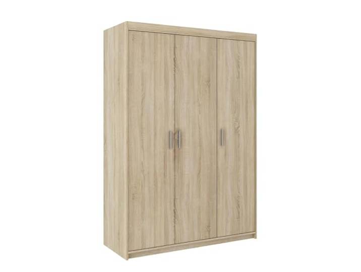 AXLIVING Storicos 3-türig Kleiderschrank Eiche Sonoma 133 cm Breit Praktische Aufteilung: 3 Türen, 7 Fächer, 1 Kleiderstange. Laminierte Platten. Breite von 133 cm. HDF-Rückwand.