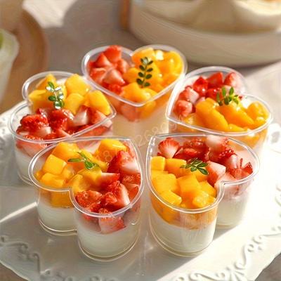 Discount Dollar Deals Elegant Heart Shaped Dessert Cups With Lids Clear Disposable Mousse Cups Set For Parties DIY Catering Elegant Heart Shaped Dessert Cups With Lids Clear Disposable Mousse Cups Set For Parties DIY Catering