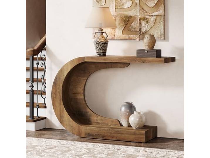 Tribesigns Konsolentisch, Beistelltisch für Wohnzimmer und Eingangsbereich, 110 x 35 x 75 cm, Konsolentisch Holz für Eingang, Flur, Foyer, Vintagebraun