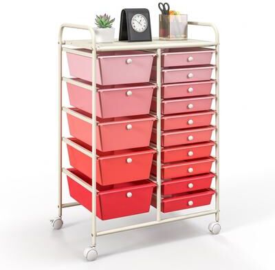 Dovelina 15-Drawer Utility Rolling Cart with Drawers Multi-Use Storage
