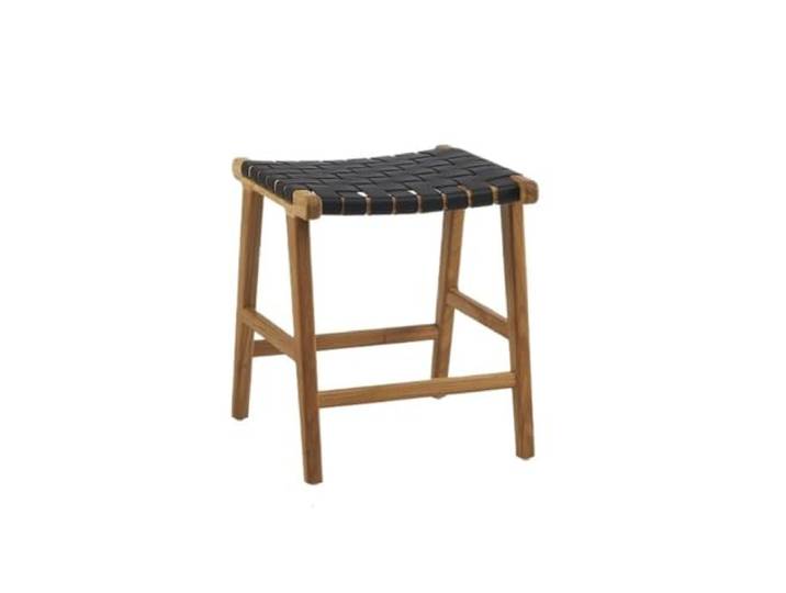 YANG11FAN Vielseitig Quadratischer Lederhocker, gewebter Hocker, geeignet for den Einsatz auf Terrassen(Schwarz)