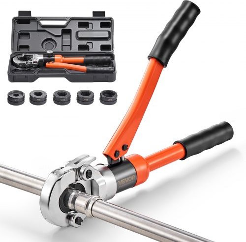 VEVOR Hydraulisch V-Contour Persgereedschap Set met Draagtas, Oranje, voor RVS-buizen (V12, V15, V18, V22, V28)