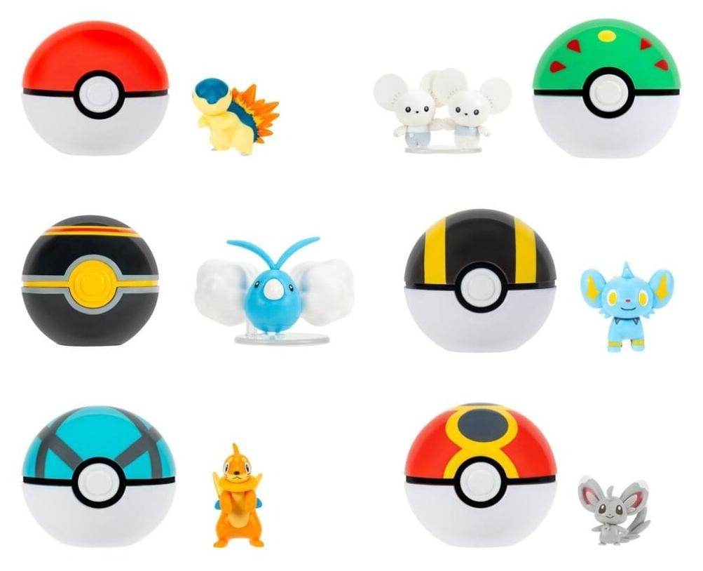 Jazwares Pokémon Clip 'n' Go Minifiguren Poké Balls versie 23 assortiment (6 stuks)