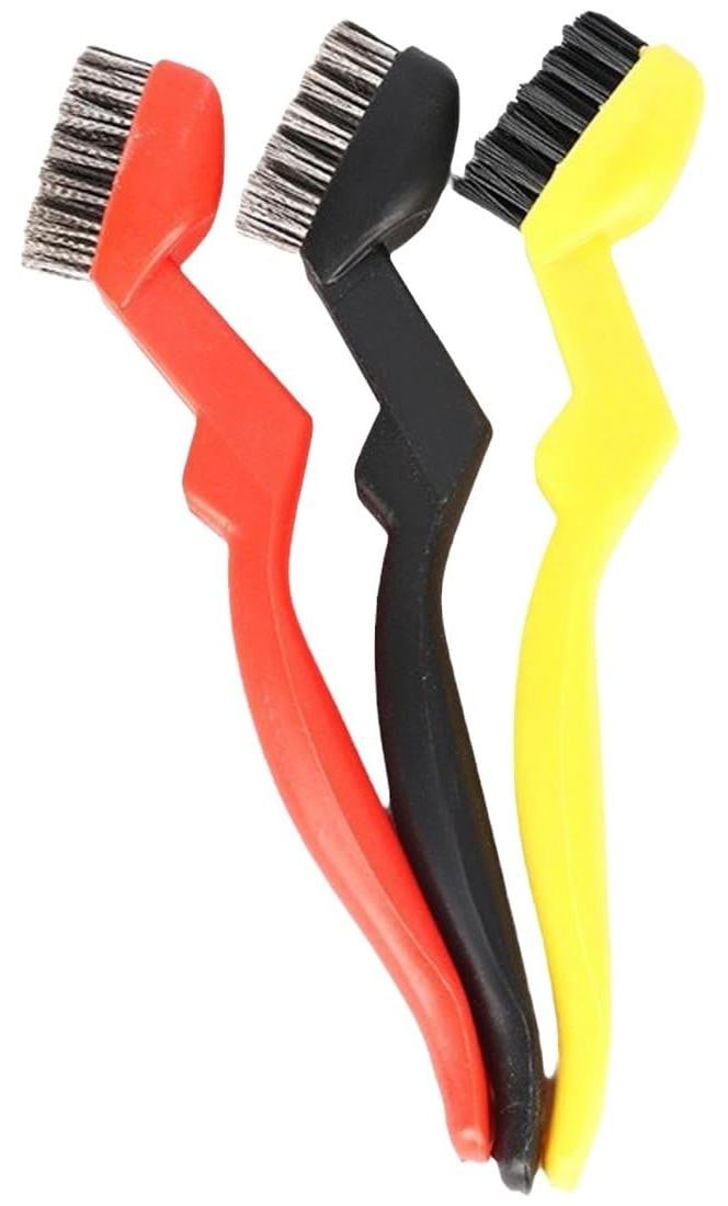 Set van 3 mini-draadborstels met gebogen handgreep