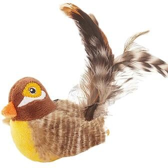 Uplift Essentials GiGwi Real Sound Series Interactive Bird And Animal Toys For Cats brown Bird