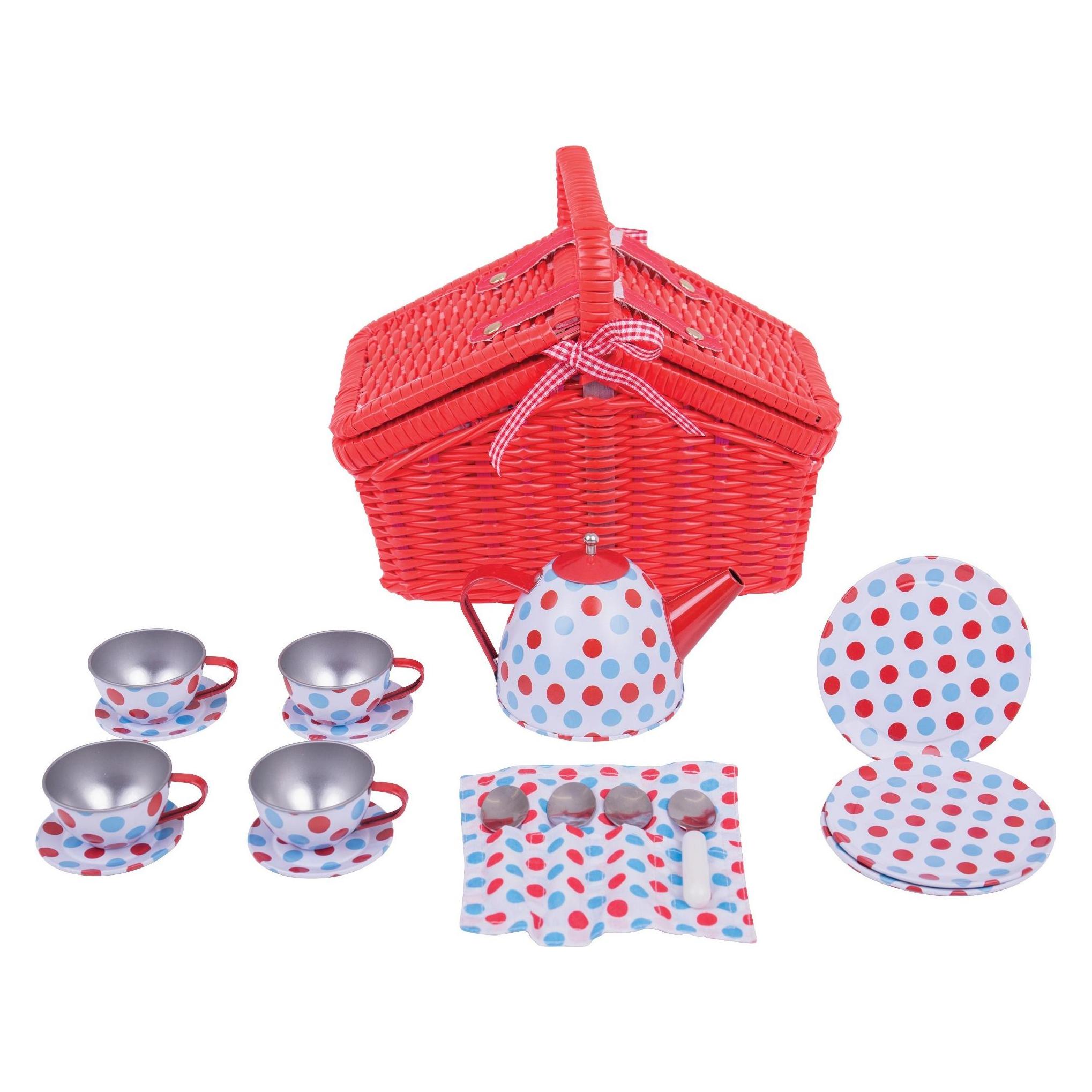 Bigjigs Teeset im roten Aufbewahrungskorb (B06WW77TG3)