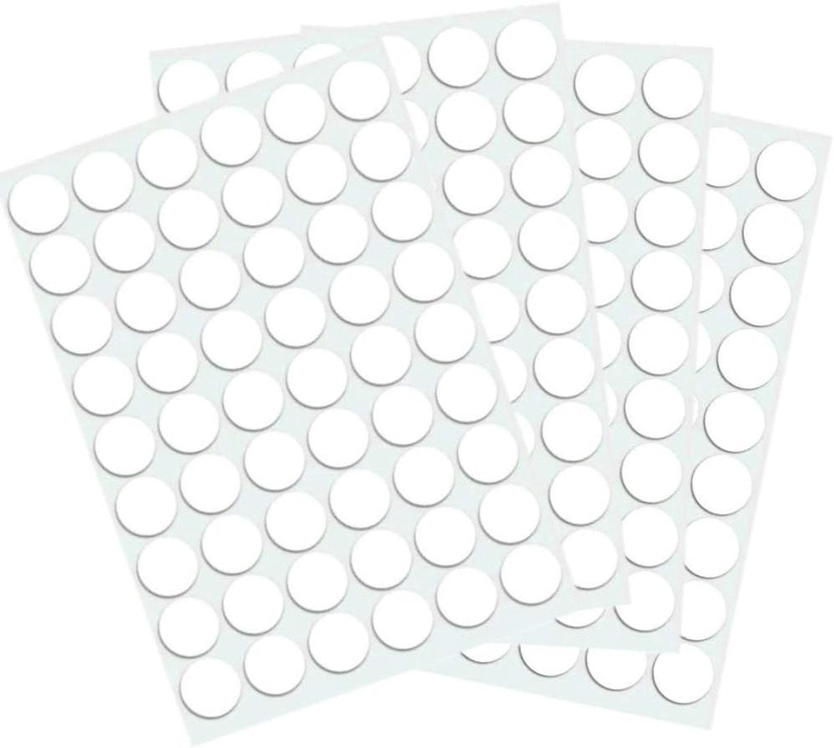 Zelfklevende Schroefgatstickers Wit - 384 Stuks - 15mm - PVC Schroefafdekking Doppen voor Meubels