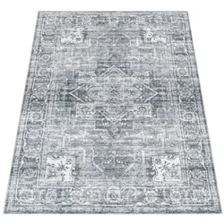 KADIMA DESIGN Waschbarer Teppich waschmaschinenwaschbar Vintage Küche, Flur schmutzabweisend Grau Rechteckig 120x160 | 100% Polyester | Florhöhe: 8 mm