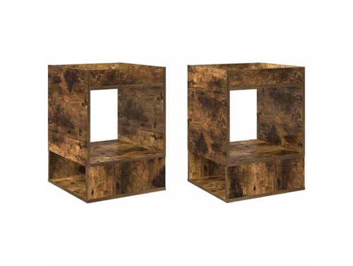GKHPYURE Beistelltisch 2 Stück Eiche Smoke 40 x 40 x 56 cm Holztechnik Modernes Design, Innengebrauch, Stauraum, einfache Wartung