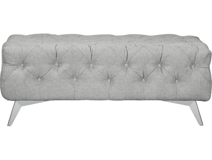 Polsterhocker, Silber, 120x80 cm, Struktur & Samtoptik, Chesterfield-Optik, Klassisch