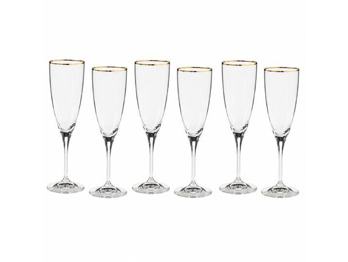 Verres à champagne Sensa Doré 6 pièces Ø 7cm Transparent