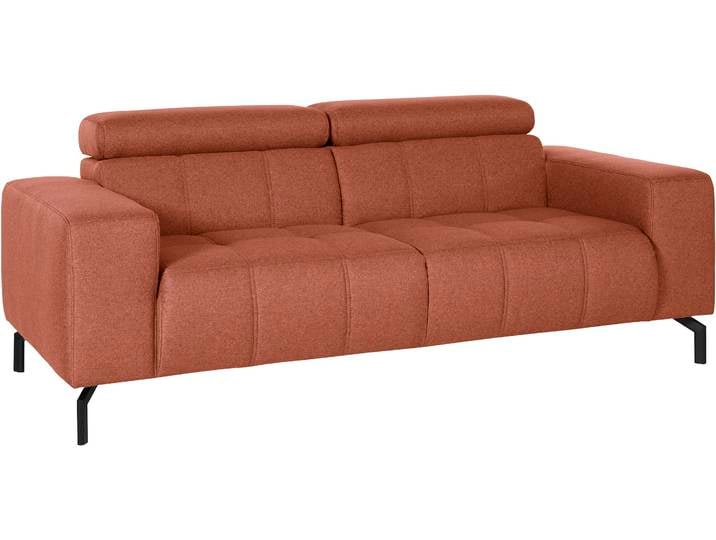 2-Sitzer DOMO COLLECTION Cunelli, moderne Sitznähte als Designelement, fester Sitzkomfort , orange, B:208cm H:79cm T:104cm, Sofas, 2-Sitzer, whlw. verstellbare Kopfteile, passend für gängige Saugroboter