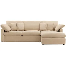 Endorphin, Sofa + Bettsofa, Ecksofa Amalfi sand, Ottomane flexibel montierbar (Ecksofa)