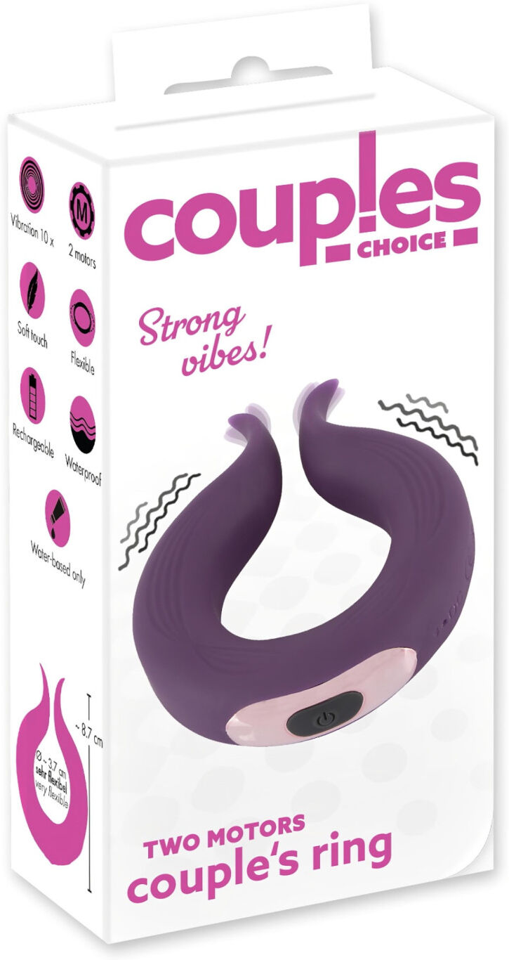 Couples Choice - Rechargeable Dual-Motor Vibrating Ring (Purple)