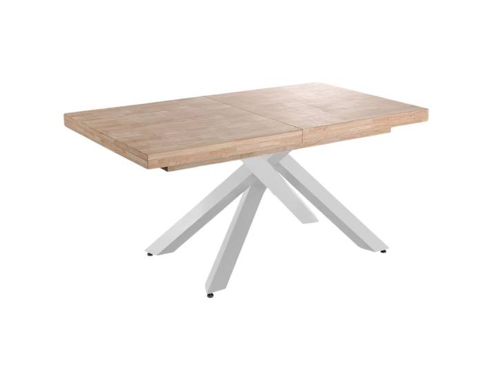 Table de repas extensible en bois clair et acier l160