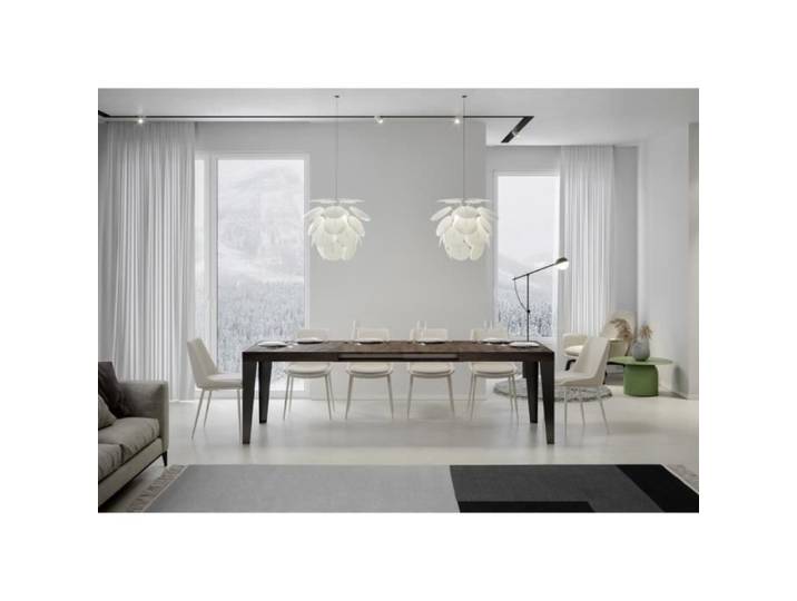 Tavolo allungabileTable Flame Extensible Dessus Noyer 90x180 Allongée 284 cadre Anthracite