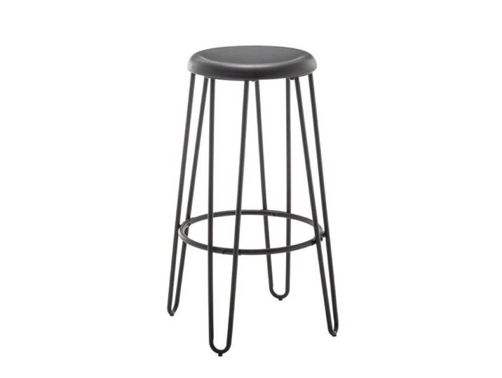 Tabouret haut style industriel – Métal noir mat – Pieds épingle