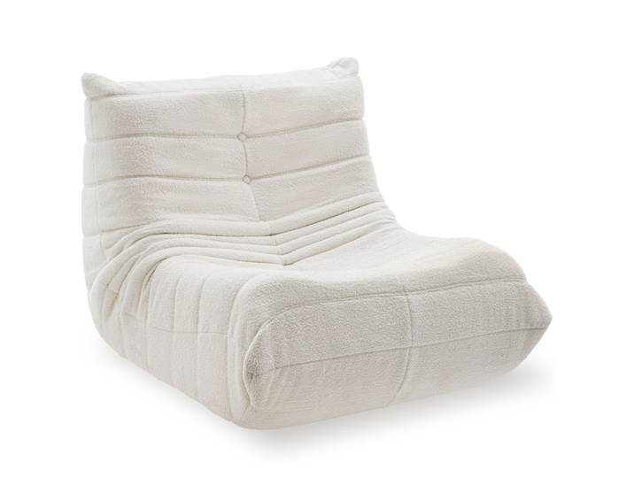 Relaxsessel Logo, rutschfest, formstabil, Premiumschaumstoff - Bouclé creme