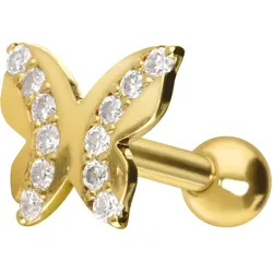 14/18 Karat Gold Ohrpiercing MOISSANITE + SCHMETTERLING