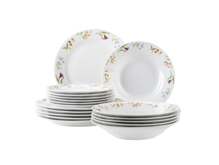 Mäser Tafelservice, Weiss, Keramik, 18-teilig, Geschirr, Geschirr-Sets, Tafelservice