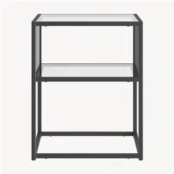En.Casa, Couchtisch + Beistelltisch, Beistelltisch Tronevn mit Glasplatte 50x40x40 cm Schwarz (40 x 40 x 50 cm)