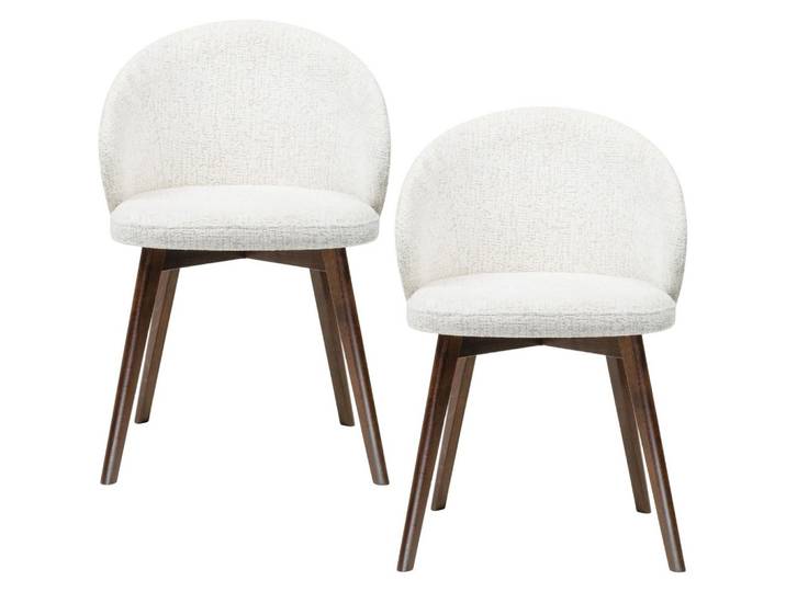 ESSZIMMERSTUHL MELIE 2er Set in Creme Chenille mit Dunkelbraunen Buchenholzbeinen 54/49/82 cm