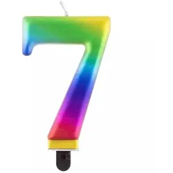 Regenbogenfarbene Geburtstagskerze, 8 cm - 7