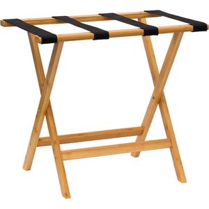 Relaxdays Kofferständer 10019186, braun, aus Bambus, 60 x 50 x 37,5 cm, klappbar