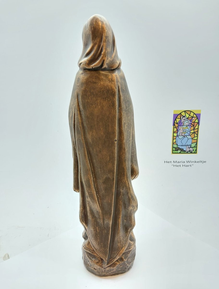 Beeld Heilige Maria van Lourdes Madonna met open armen, bronskleurig polystone, 40 cm
