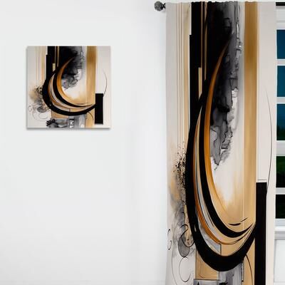 DESIGN ART "Designart ""Gold Touch Art Deco II"" Abstract Curtain - Blackout Abstract Curtain - 1 Panel"