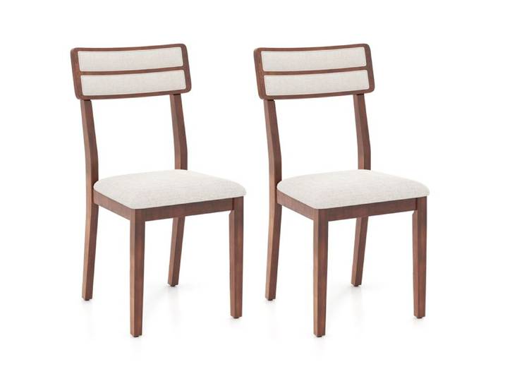 GIANTEX Ensemble de 2 Chaises de Salle à Manger- Assise Rembourrés- Dossier Haut- Pieds en Bois d'Hévéa- Cuisine Salon-