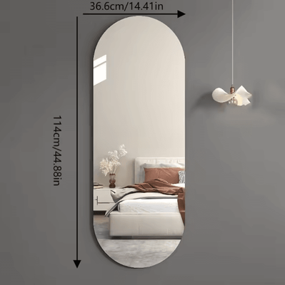 Uplift Curations Acrylic Arched Full Length Self Adhesive Wall Mirror For Bedroom And Home Decor 14.4 44.9 Inches 1pc