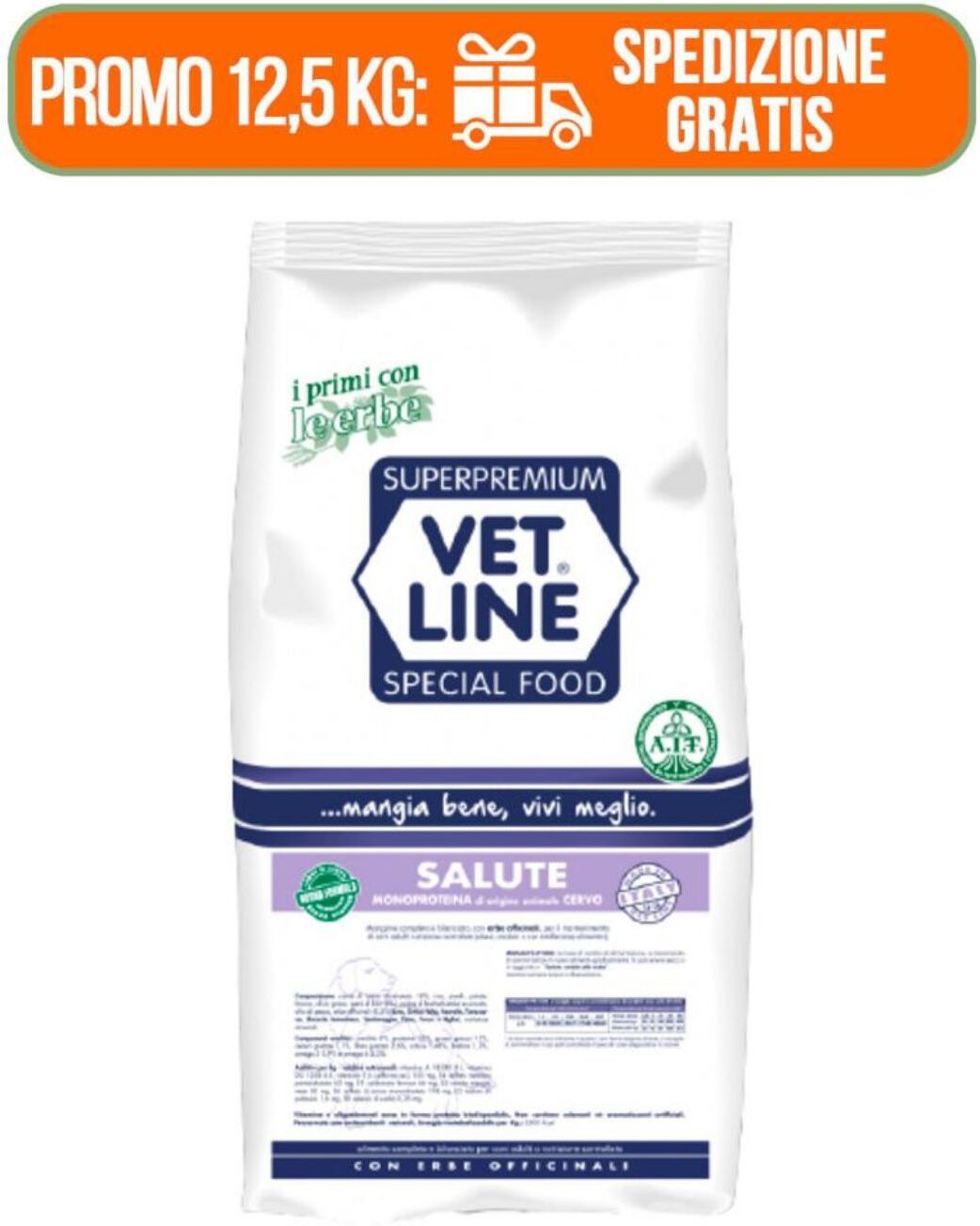 Vetline Vet Line Linea Salute Cervo per Cani Adulti 12,5 Kg