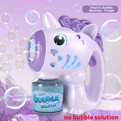 Perfect Picks Market Unicorn Electric Bubble Gun Toy With Lights Automatic Bubble Machine For Kids Parties 1