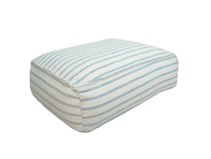 Coussin de sol déhoussable s - lin rayé bleu