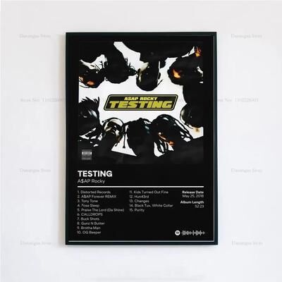 Inspired Finds ASAP Rocky Testing Album Cover Canvas Poster Aesthetic Wall Art testing Vol 1 15.75x23.62in No Frame