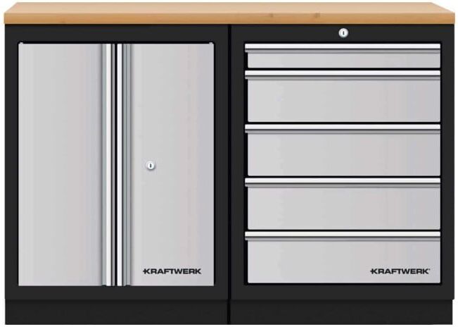 Mobilier d'atelier Mobilio 2 éléments Kraftwerk, contreplaqué hêtre, 5 tiroirs (3964K-S500)