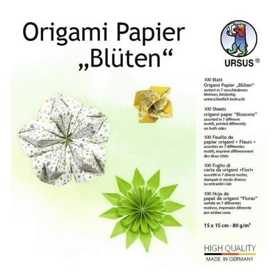 URSUS Falten Origami Papier Blüten, gelb/grün, 100 Blatt
