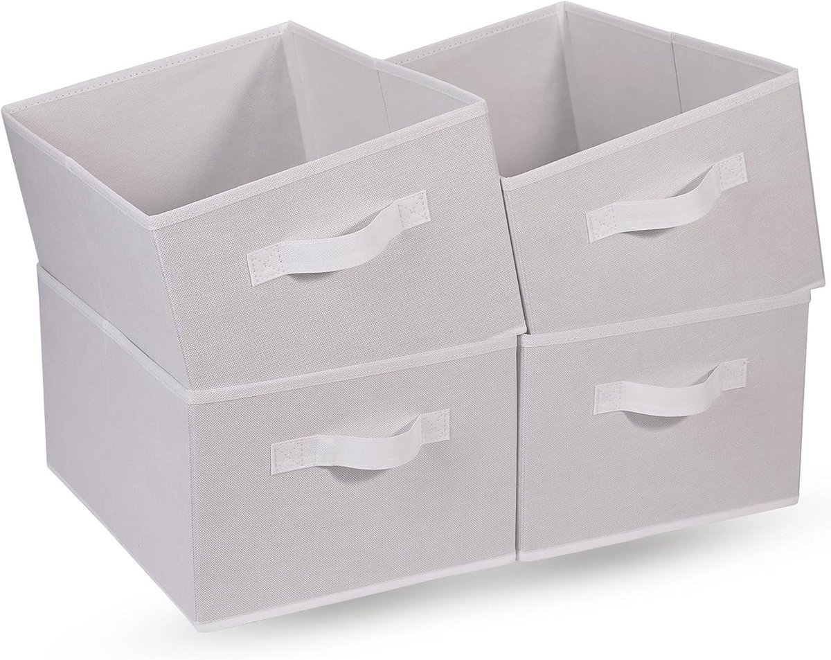 SnelShoppen Opbergdoos 4 stuks - Opvouwbare stoffen ladeorganisatoren met handgrepen voor kleding en shirts