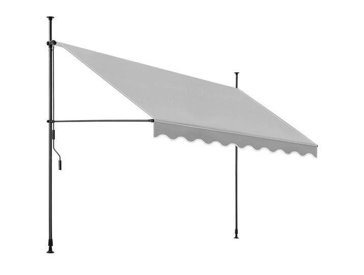 tectake Klemmmarkise MIT Handkurbel, wasserabweisend, hellgrau, Hellgrau, Rechteckig, 350x304x180 cm, Sonnenschutz