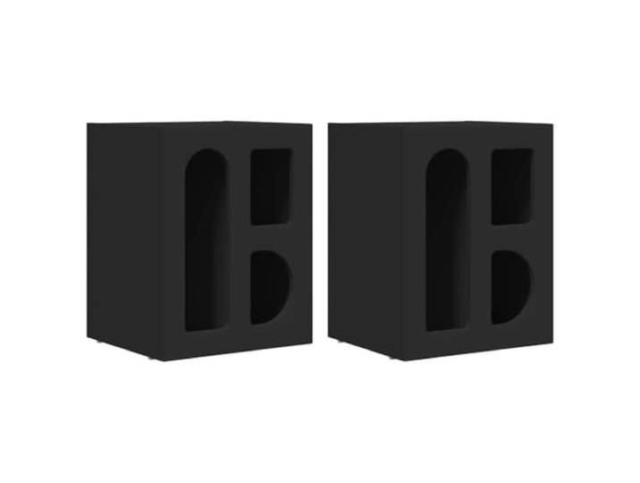 Tmriohed Nachttisch 2er Set Schwarz 40x35x50 cm Holzwerkstoff Kompakte Beistelltische mit 6 offenen Fächern für Ordnung im Schlafzimmer, pflegeleicht und formstabil.